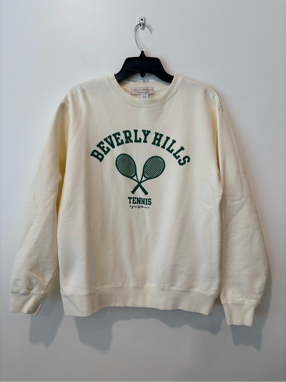 Ingrid Wittmann Beverly Hills Tennis Crewneck Sweater - Cream/Green